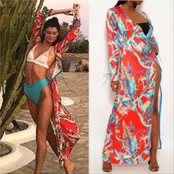 Kimono Duster Coverup Floral - JIAO - Picture 3 of 4